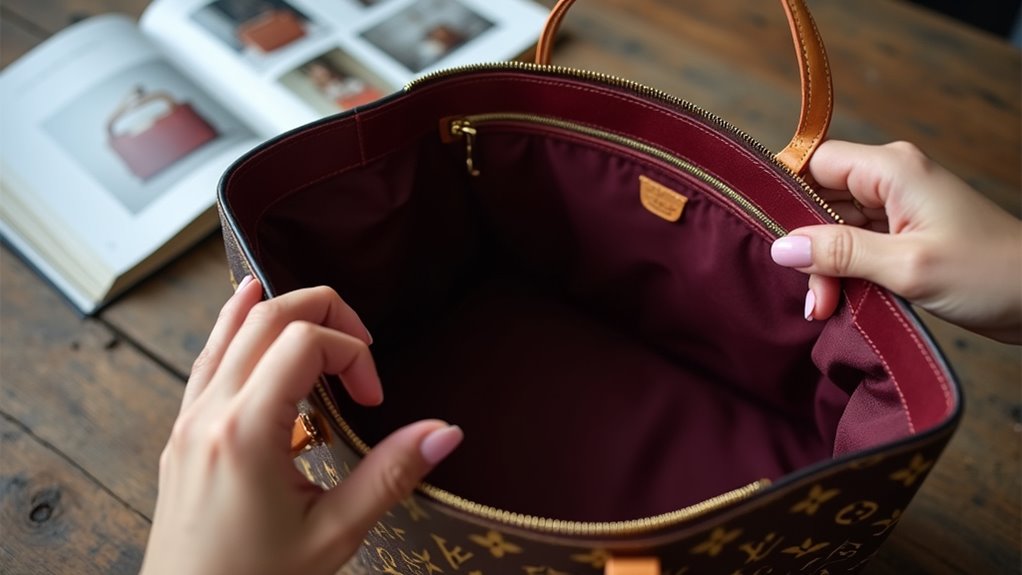 examine lining for authenticity